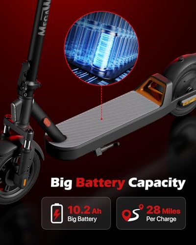 Image of MEGAWHEELS Electric Scooter,Electric Scooter Adults Teens,10in Pneumatic Tires,350 /500 /600W Motor,19 /31 Miles Range,15.5mph E Scooter with Smart APP Control for Commuting, Outdoor, Short Travel Gift