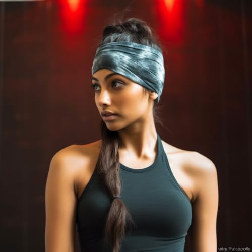 Image of XFYT Pack of 3 Tie-Dye Stretch Soft Hair Bands | Super Stylish Chic Fashionable high absorbtion Wide Headbands Set for Women Girls Yoga Sports Gym Workouts Exercise Tennis (Beau, Pack of 3)