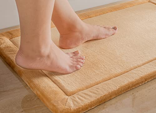 Spread Spain Luxuriously Soft Cushioned Memory Foam Bath Carpet | 50X80 cm | Gold | Ultra Absorbent | Spongy | Anti-Slip Backing Bath Carpet Machine Washable for Multipurpose
