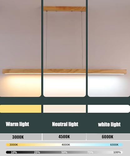 Lampe à suspension LED en bois de 80cm dimmable avec télécommande pour table à manger - 6