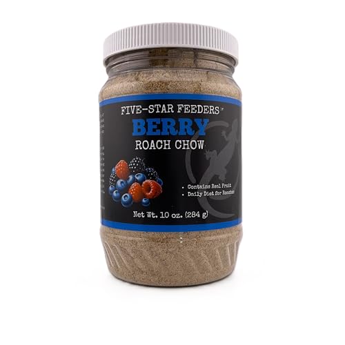 Five-Star Feeders Roach Chow Berry Flavored Daily Balanced Diet for Dubia Roaches and Feeder Insects 10 oz Plastic Jar