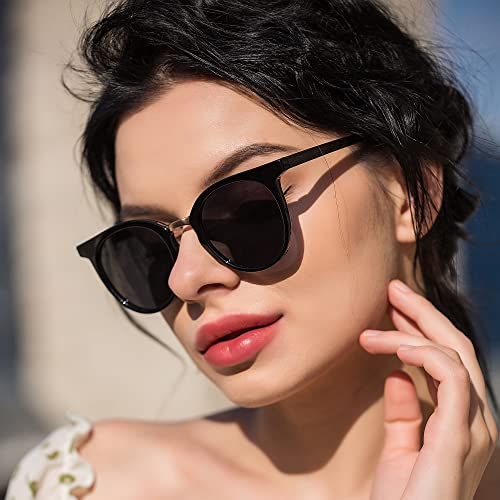 Image of Reading Sunglasses Vintage Round for Men and Women Protection Shades 3 Pack (Grey+Black+Floral, 2.25 Magnification)