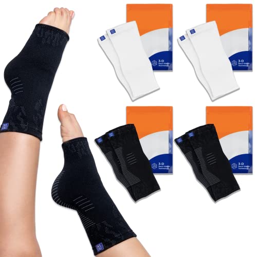 NanoSocks Compression Socks 4 Pack Bundle - Toeless (Medium, 2 Pair Black + 2 Pair White)
