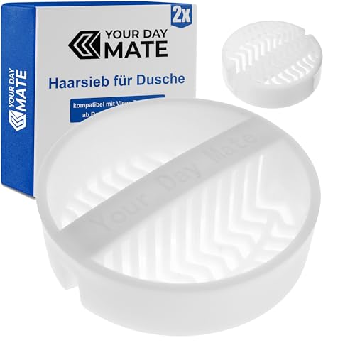 Haarsieb für Dusche, 2 Stück, Weiß, kompatibel mit Viega Tempoplex ab Baujahr 2006 bis Heute, Ersatz Tauchrohr Haarfänger Dusche für Modell 6961.96, 582 951, Haarfilter Siebeinsatz Duschablauf Siphon