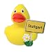 Produktbild Factotum Badeente Stadt Stuttgart Frau Wander Touren-Ente gelb, aus Kunststoff, in Sichtverpackung.