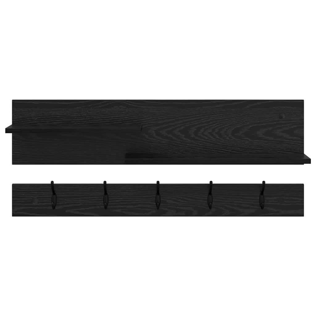 Wandgarderobe aus Holzwerkstoff 90 x 15 x 36 cm in Schwarze Eiche mit Regalbrett für Jacken und Accessoires Modernes Design für Flur und Eingangsbereich