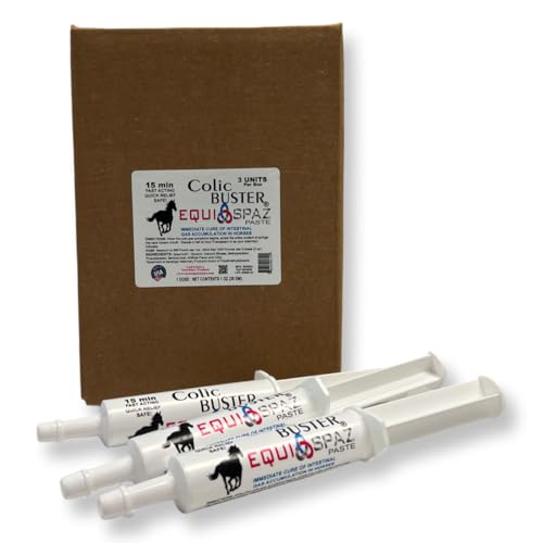 EQUI-SPAZ Fast Acting Horse Colic Relief 15 Minute Natural Gas & Spasmodic Support Oral Equine Digestive Comfort Syringe Safe for Pregnant Mares Essential Barn First Aid (3 Pack)