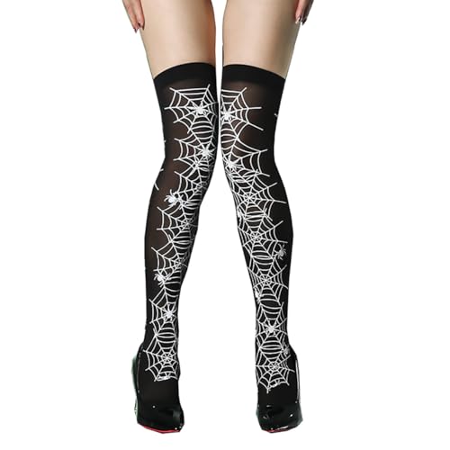 Image of Thigh High Stockings with Bow, Santa Accessory Y2K Fishnet Socks with Lace Brim Lingerie Tights for Women