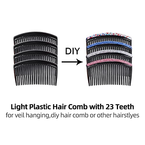 Cinaci 30 Pack Clear White Black Brown Plastic Hair Side Combs Slide Bun Holder With 23 Teeth Diy Headpieces Clips Grips Barrettes Accessories For Women Brides Veil (Black) #TOP3