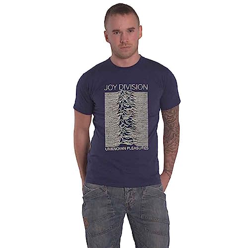 Joy Division T Shirt Unknown Pleasures Band Logo Nuovo Ufficiale Unisex Denim Size L