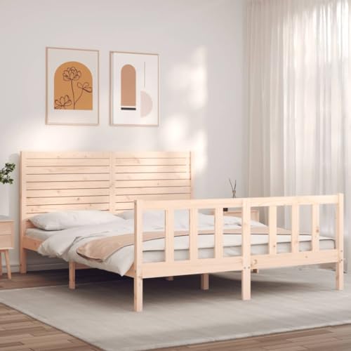 Mengtu OB - Cama con estructura moderna, marco de cama, marco de cama, estructura de cama, salón, dormitorio, cabecero de 160 x 200 cm, de madera maciza