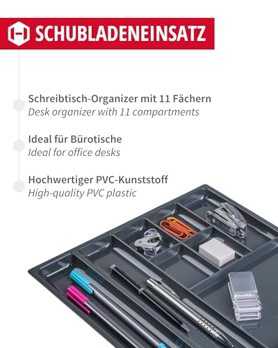 Gedotec Utensils Material Tray Drawer Compartment Tray with 11 compartments for Office Furniture, Graphite Black - Image 4