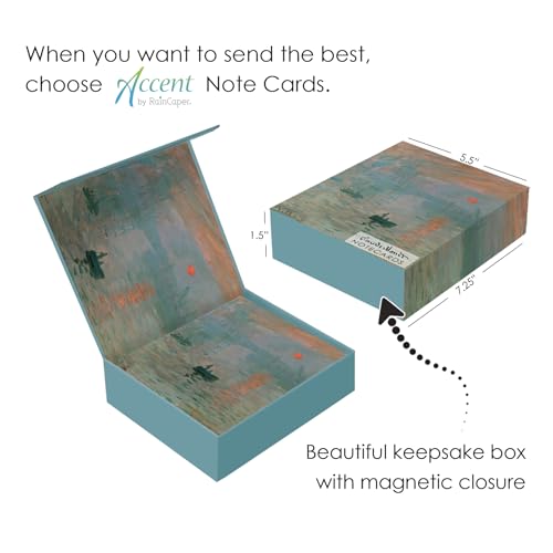 Image of RainCaper Fine Art Keepsake 5x7 Blank Stationery Monet Greeting Note Cards With Decorative Envelopes, Gift Boxed Set of 16 | 300 GSM Cardstock (Monet Favorites)