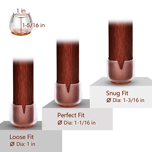 Melonboat 1'' To 1-3/16'' Chair Leg Floor Protectors, Chair Leg Caps With Pads, Chair Leg Covers To Protect Floors, A-Rd027, Fit Round Leg 1''-1.2'', 16 Pack #TOP1