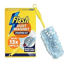 Flash Duster Dust Magnet Starter Kit (1 Handle + 13 Refills), Trap & Lock Away Dirt & Hair In No Time