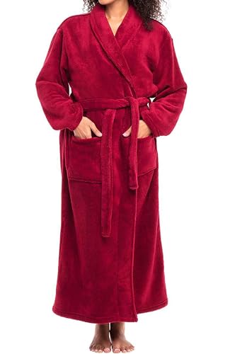 Alexander Del Rossa Women's Warm Fleece Winter Robe, Long Soft Plush Cozy Bathrobe