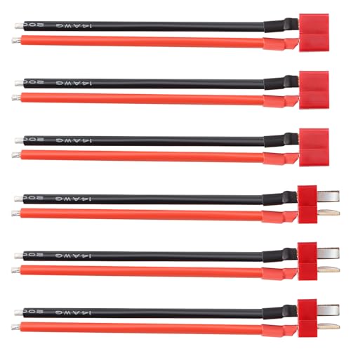 Lyeteung 3 Paires T-Plug Connecteur, Deans Style Mâle et Femelle Connecteurs avec Fil de Silicium de 100mm 14 AWG, pour Batterie LiPo RC