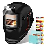 TRQWH Welding Helmet with Light True Color Auto Darkening Welding Helmets for Men Solar Powered Welding Hood with 2 Arc Sensor Wide Shade 4/9-13 for TIG MIG ARC Cool Welder Mask (black)