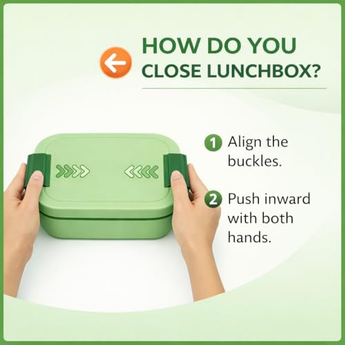 Image of YELONA Lunch Box for Office & Kids 1900ML | Double Layer Leakproof Bento Box with 5 Compartments | Microwave Safe, Built-in Spoon & Fork, BPA Free Tiffin Box - Green