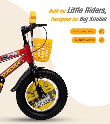 Image of BROCODE Kids Cycle for 2 to 5 Years Boys and Girls 14T Cycle for Kids with Training Wheels Front Basket High Tensile Steel Frame Adjustable Seat Single Speed Bicycle Professional Assembling Required