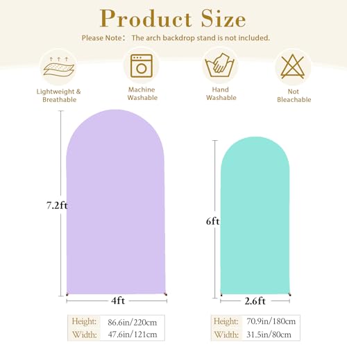 Image of Purple and Blue Arch Cover 2 Set-7.2FT and 6FT Arch Backdrop Cover Spandex Fitted Mermaid Arch Stand Covers for Under The Sea Birthday Party Wedding Baby Shower Ceremony Photo Background