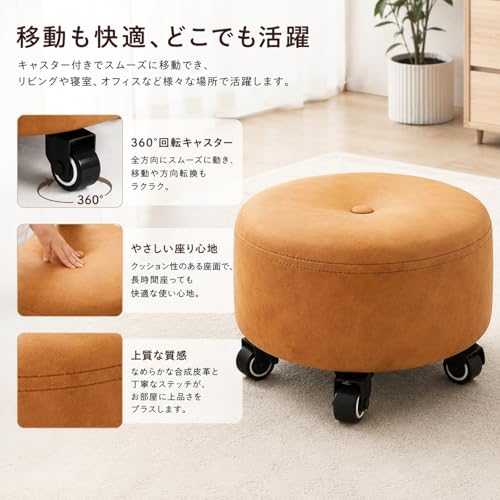 ローラーシート キャスター付き 4輪 360度回転 高反発座面 作業用 ネイルスツール ワーキングチェア 足置き台 踏み台 自宅 オフィス 車整備 家事 掃除など多シーンに適用 (B,A) [4]