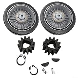 Ensemble de roues de rechange pour tondeuse à gazon Honda HRR216 HRS216 HRT216 Compatible avec les modèles 44710VL0L02ZB et 42710VE2M02ZE avec roues avant et arrière (2 roues arrière + 2 vitesses)