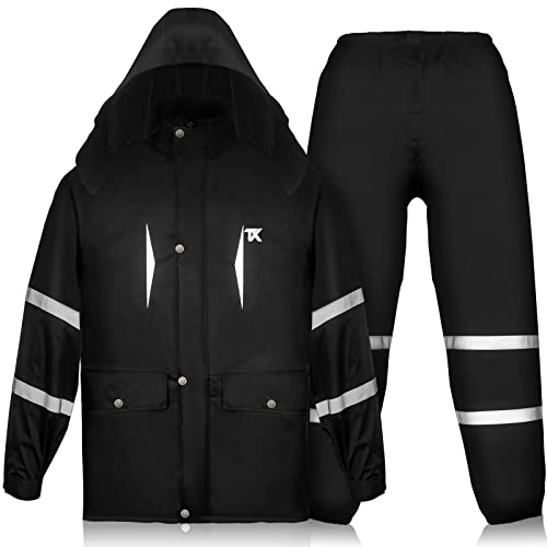 Rain Suits for Men, Rain Gear Waterproof for Fishing Hunting Hiking Heavy Duty, Rain Jacket and Pants