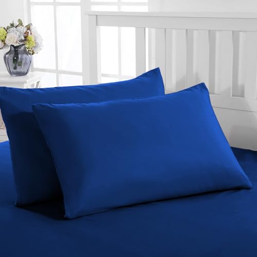 PRIME LINENS Pillow Cases 2 Pack Standard Size Microfibre Pillow Cover with Envelop Closure Wrinkle Fade Resistant Pillowcases Machine Washable (Royal Blue, 50 x 75 Cm | Pack of 2)