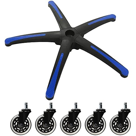 Frassie 28 inch Nylon Gaming Chair Base Replacement with 5 Casters, Heavy Duty Boss Office Chair Base Part (Blue) Cover