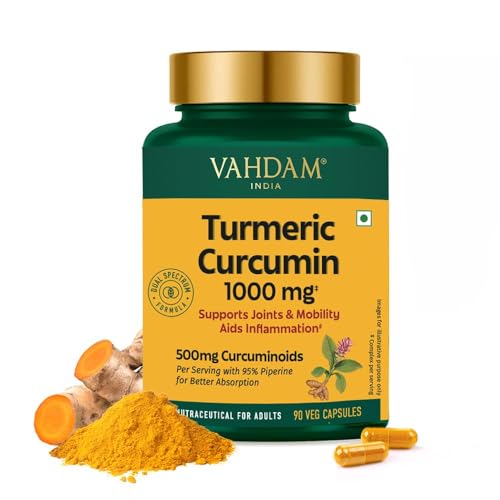 VAHDAM Turmeric Curcumin for Joint Support, 95% Curcuminoids with Piperine – 90 Capsules — Curcumin Supplements