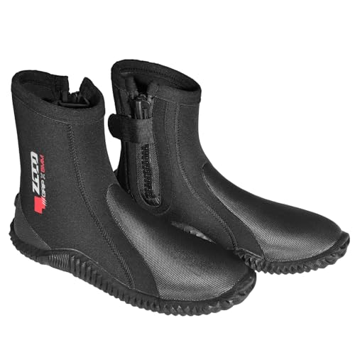 Skyone Dive Boots Men Women, 5MM Tall Wetsuit Neoprene Booties, Scuba Shoes with Anti-Slip Rubber Sole and Zipper, Surf Booties Warm for Sailing Snorkeling Surfing Kayaking Water Sports