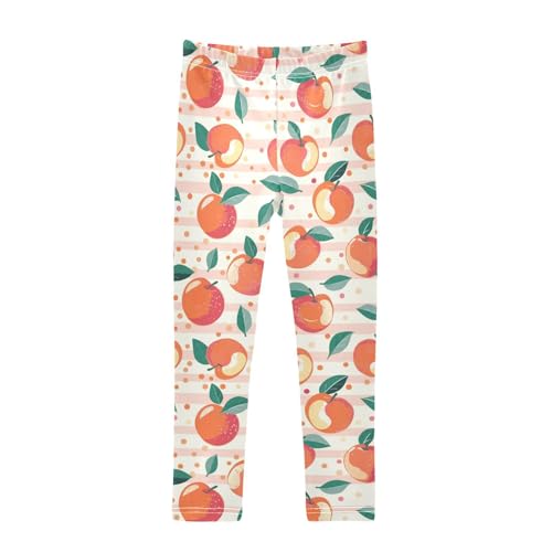 Wusikd Peaches Girls' Leggings Toddler Doodles Polka Dots Stripes Kids Yoga Pants Dance Active Tights 4T
