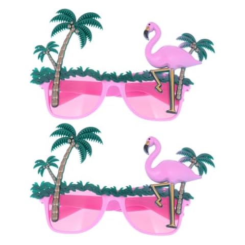 BESTOYARD 2pcs Tools Rimless Glasses Clear Glasses Hawaiian Party Glasses Hawaiian Party Sunglasses Fashion Glasses Flamingo Party Eyeglasses Hawaiian Party Eyewear Funny Glasses Makeup Cover