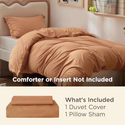 Image of Bedsure Twin /Twin XL Duvet Cover, Soft Double Brushed Bedding Set, Orange | For Kids & Adults, 68 inchx90 inch Comforter Cover, Hotel Luxury, All Season, Breathable, Easy Care, Lightweight, Zipper Closure