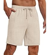 COOFANDY Mens Casual 9 Inch Shorts Summer Beach Linen Shorts Lightweight Drawstring Elastic Waist...