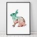 Produktbild PLDZSH Triptychon Cartoon Geometric Colorful Rabbit Leinwand Gemälde Kunstdruck Poster Wandbild Home Wandkunst Dekoration, 20x25 cm Ohne Rahmen, Fotofarbe