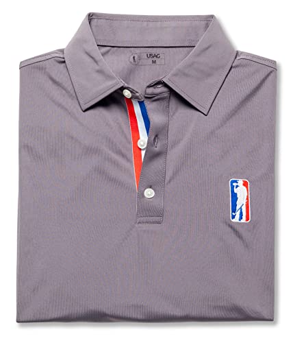 USAG Men’s Golf Polo - Dry Fit Golf Polo Shirts for Men - High Performance Golf Club Apparel Company (Amatuer Tour Charcoal, Medium)
