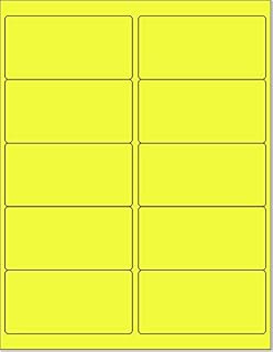 8-1/2 x 11" Neon Color High Light Fluorescent Labels for Laser & Inkjet Printer (Yellow Fluorescent, 4 x 2" - 10 Per Page | 250 Labels)