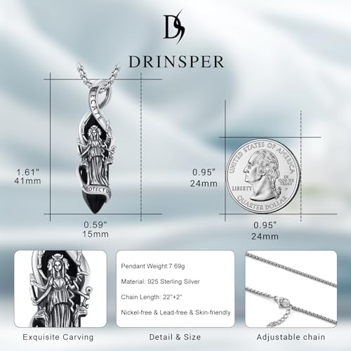 Hecate Necklace Hekate Triple Goddess Witches Pendant 925 Sterling Silver Healing Crystal Necklace Ancient Greek Mythology Hecate Witchcraft Moon Magic Amulet Jewelry for Women Men2