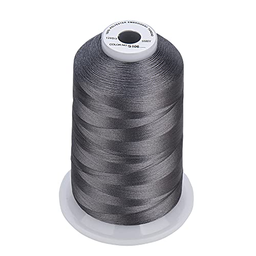 Simthread - 33 Selections - Various Assorted Color Packs Of Polyester Embroidery Machine Thread Huge Spool 5500Y For All Sewing Embroidery Machines - 3 Different Gray Colors #TOP3