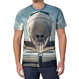 Aircraft on A Runway Men's T-Shirts Short Sleeve Tees Undershirts Crewneck Tops for Sports Casual