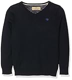  Scotch & Soda Shrunk Jungen Pullover Basic V-Neck Pull, Blau Dunkel (Schwarz - Night 002), 128 (Herstellergröße: 8)