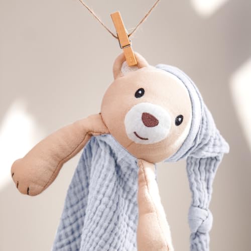 Image of lulumoon Bear Baby Security Blanket: Skin-Friendly Muslin Snuggle Lovey