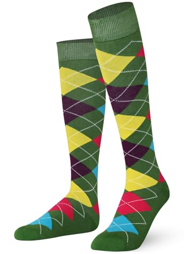 Mysocks Calzini alti al ginocchio Argyle 4 colori verde