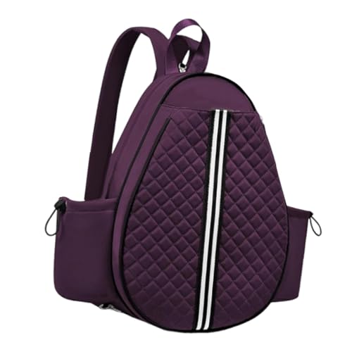 Menolana Tennis Bag Stylish with Side Pockets Lightweight for Women Men,Quilted Tennis Crossbody Backpack Racket Bag, Purple