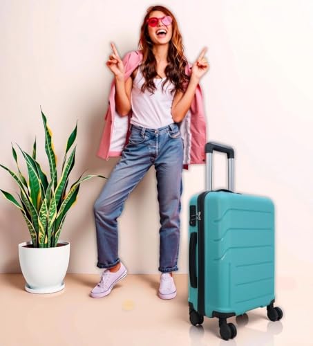Image of Trolley Bag Small Size, 56 cms Hard Side Travel Bag for Women, 8 Wheel Luggage Suitcase for Travelling, Cabin-Friendly, Scratch Resistant, Small Trolley Suitcase (Small, Sky Blue)