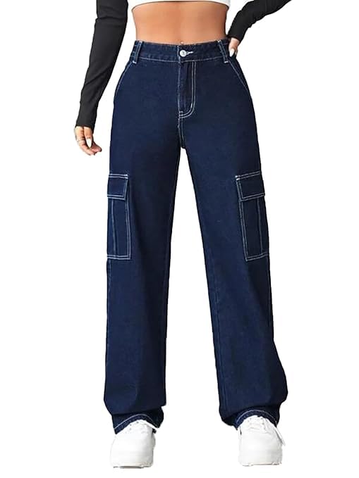 Girls Stylish High-Rise Charcoal Blue 6 Pocket Cargo Denim Jeans | | Kids Pants for Girls Girls Stylish High-Rise Charcoal Blue 6 Pocket Cargo Denim Jeans | | Kids Pants for Girls