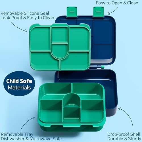 Fimibuke Bento Snack Containers, 32OZ Bento Box for Kids Toddler Lunch Box for Daycare, 6-Compartment Leak-Proof Lunchable Food Container for School Sports Travel, BPA-Free, Microwave, Dishwasher Safe