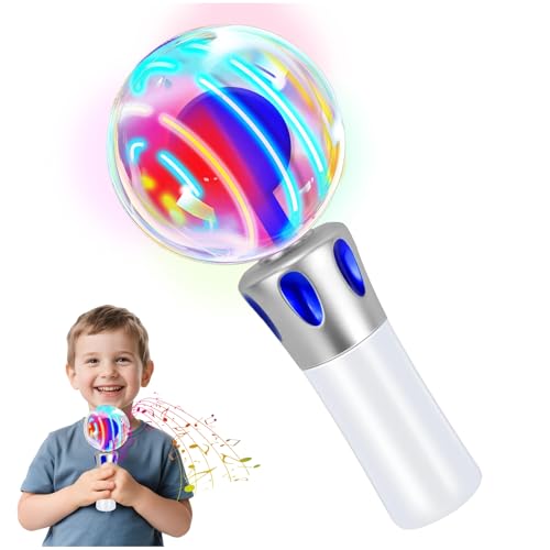 Light up Magic Ball Toy Wand, Spinning Wand for Kids - Multi-Coloured Rotating LED Wand with Music and Glow Effects Suitable for Children's Parties Festive Gifts and Interactive Games